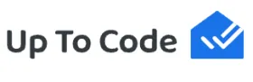 Up to Code logo with two white checkmarks in a blue house