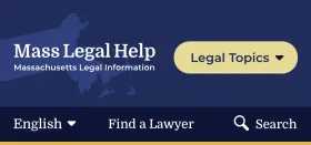 Screenshot showing location of yellow Legal Topics button in the top menu on a mobile phone screen