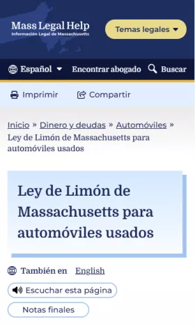 A page with endnotes you can turn on or off in Spanish.