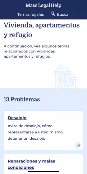 Topic page on a phone screen in Spanish.